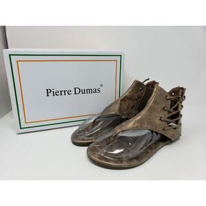 Pierre Dumas Gold Adele 2 Back Zipper Flat Open Toe Sandal Women's Size‎ 10 M